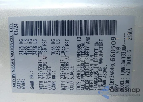 2024 Nissan Rogue S Intelligent Awd из США, поврежденный, VIN 5N1BT3AB4RC680509